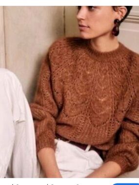 Sézane Paulin Sweater Chestnut Brown Alpaca Wool Blend Size Small